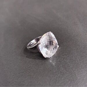Authentic Swarovski silver big ring, clear stone, size 58